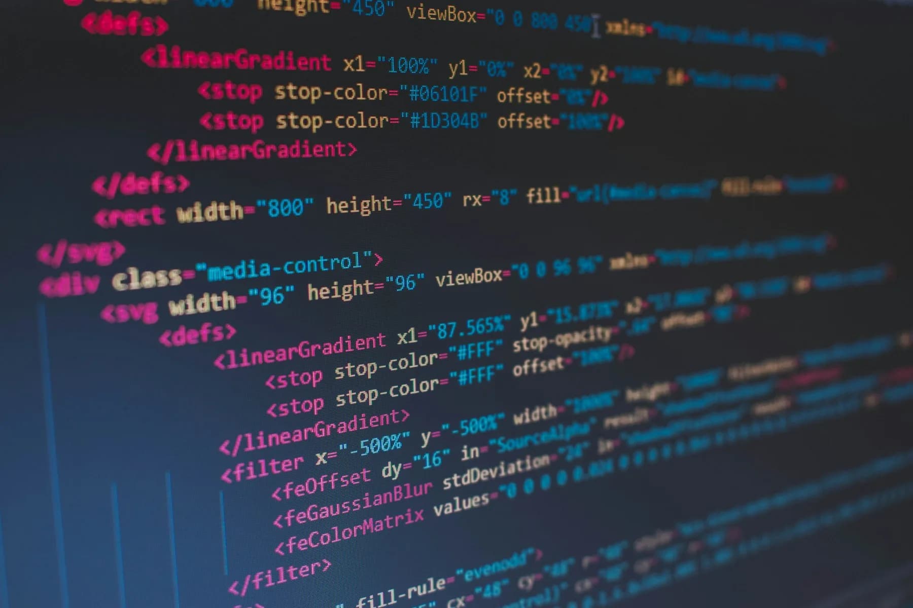 Photograph of software code on a computer display
